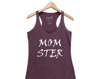 Halloween Shirt - Tank Top for Women - Gothic Women Tank Top - Triblend Racerback Tank Top - Halloween Costume - Funny Halloween - Momster