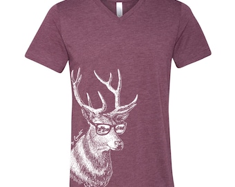 Deer Tshirt, Unisex Triblend Shirt, Animal Shirt, Nature Shirt, Funny T-shirt, V-neck Tshirt, Outdoor Shirt, Birthday Gift, Camping Shirt