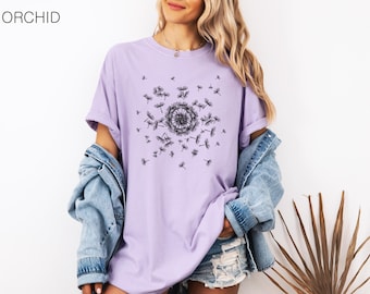 Comfort Colors® Dandelion T shirt, Unisex T-shirt, Women's T-shirt, Flower T-shirt, Retro T-shirt, 100% Cotton, Graphics, Summer Shirt