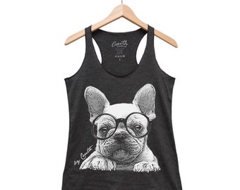 Dog Shirt for Women French Bulldog Tank Top Gift for Women Racerback Tank Top Dog Lover Gift for Dog Mom Cute Animal Shirt for Girl