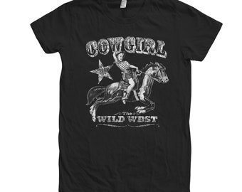 Cowgirl T-shirt, Women's Junior Graphic Tee, Crew Neck T-shirt, Rodeo Shirt, Funny T-shirt, Country T-shirt, Summer T-shirt, Black T-shirt