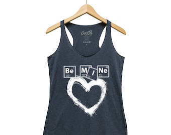 VALENTINES DAY Women Tank Top, Be Mine Tank Top, Graphic Tee, Gift for Girlfriend, Triblend Racerback Tank Top, Hand Screen Print, Cute Top