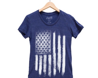 America Shirt, Womens Junior Shirt, American Flag Shirt, Distressed Flag, USA, Merica, 4th of July Shirt, Summer Shirt, Graphic Tee, Stars