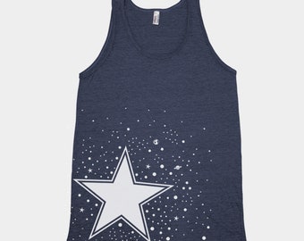 Star Tank Top for Men, Gift for Women Graphic Tee, Gift for Friend, Space Tank Top, Black Tank Top, Raceback Gift for Girl Friend