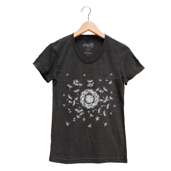 Dandelion Shirt: Women's Tri-Blend Graphic Tee, Hand Screen Print