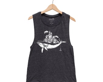 Whale Racerback Tank Top: Women's Screenprint Summer Shirt