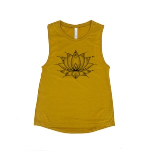 Lotus Flower Tank - Muscle Tee - Yoga Tank - Screen Print - Summer Shirt - Vacay Shirt - Gift for Women - Tank Top for Women - Yoga Shirt