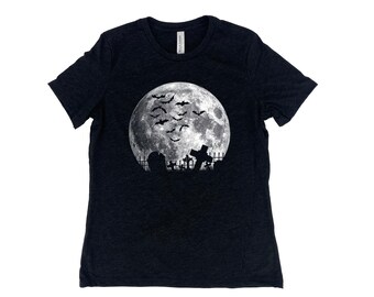 Halloween Shirt, Womens Tshirt, Moon T-shirt, Summer Shirt, Screenprint Shirt, Gothic Shirt, Birthday Gift, Graphic Tee