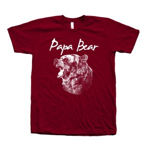 Papa Bear Tshirt for Men Gift for Dad Graphic Tee Gift for Men Shirt Animal T-shirt Gift for Granpa Cranberry