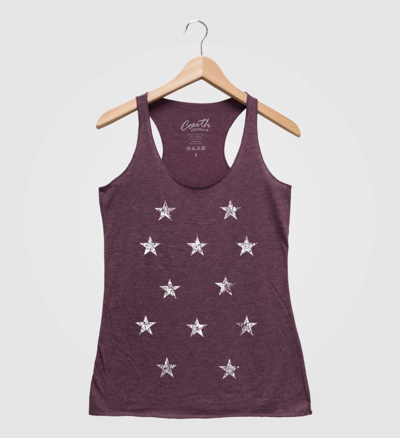 Hand Screen Print Racerback Tank Top Graphic Tee Stars Tank Top Women/'s Fashion Tank Top Star Print Shirt Black Tank Top