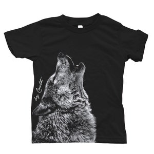 Kinder Wolf T-shirt, Toddle Wolf Tshirt, Rundhalsausschnitt, Baumwolle T-shirt, Grafik T-Shirt, Wölfe Tshirt, Geschenk für Jungen, Geschenk für Mädchen