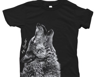 Kids Wolf T-shirt, Toddle Wolf Tshirt,  Crew Neck, Cotton T-shirt, Graphic Tee, Wolves Tshirt, Gift for Boys, Gift for Girls