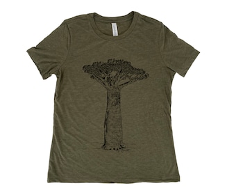 Tree Shirt, Womens Tshirt, Baobab Tree Shirt, Nature Shirt, Summer Shirt, Screenprint Shirt, Camping Shirt, Birthday Gift, Graphic Tee