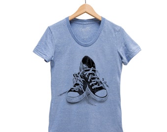 Sneakers T-shirt, Women Junior T shirt, Graphic Tee, Gift for Women, Mom Gift, Screen Print, Tri-Blend Short Sleeve T shirt