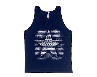 American Flag Tank Top: Men's/Unisex Cotton 4th of July Apparel