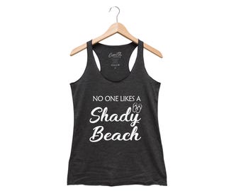 Ocean Screen Print Racerback Tank Top: Tri-Blend Beach Fashion