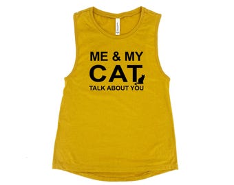 Cat Lover Women Shirt, Muscle Tank  for Women, Shirt for Women, Summer Shirt, Gift for Mom, Gift for Women, Animal Shirt