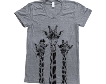 Giraffe T-shirt, Women's T shirt, Graphic Tee, Animal Print, Gift for Women, Mom Gift, Screen Print, Tri-Blend Short Sleeve Tshirt