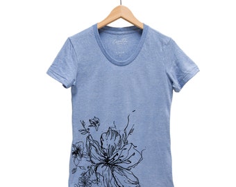 Flower Shirt, Mother's Day Shirt, Flower Tshirt, Wild Flower, Gift for Women, Short Sleeve, Triblend Tee, Cute Shirt, Birthday Gift