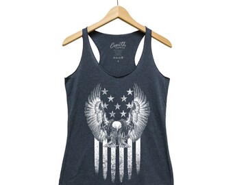 American Eagle, USA Tank Top, Graphic Tee, Racerback Womens Clothing, Independence Day, 4th of July Outfit, America Gift for Her, Patriotic