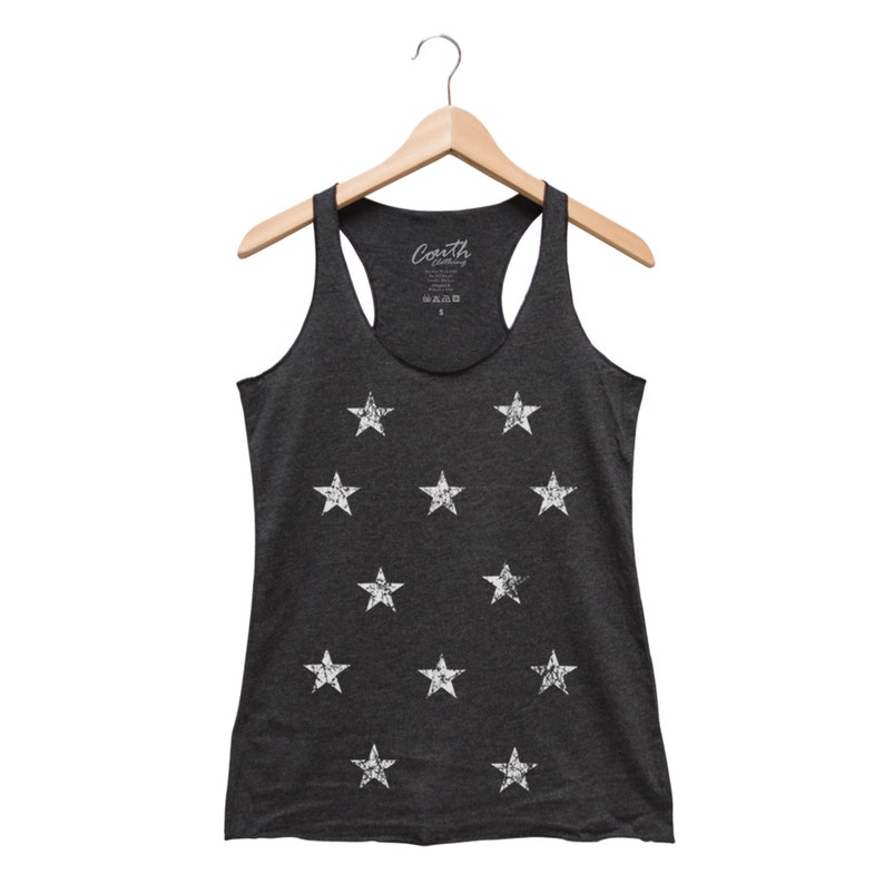 Star Tank Top for Women, Gift for Women Graphic Tee, Gift for Friend, Space Tank Top, Black Tank Top, Raceback Gift for Girl Friend Charcoal Black