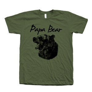 Papa Bear Tshirt for Men Gift for Dad Graphic Tee Gift for Men Shirt Animal T-shirt Gift for Granpa Olive