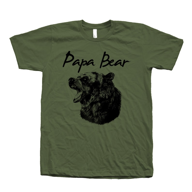 Papa Bear Tshirt for Men Gift for Dad Graphic Tee Gift for Men Shirt Animal T-shirt Gift for Granpa Olive