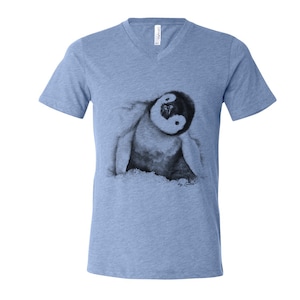 Penguin Tshirt, Mens Graphic Tee, Custom Hand Screen Print, Tri-Blend Short Sleeve, Penguin Shirt, Animal T-shirt, Unisex T-shirt