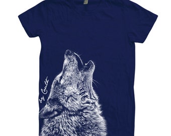 Wolf Shirt, Womens Junior Tshirt, Howling Wolf Tshirt, Animal Shirt, Birthday Gift, Gift for Her, Wolf Tshirt