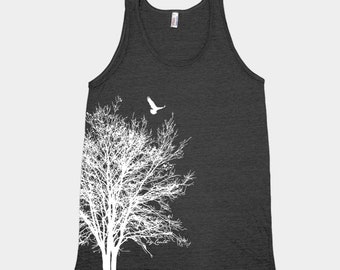 Tree Shirt, Nature Shirt, Tree Tank Top, Mens Tank Top, Summer Shirt, Camping Shirt, Bird Shirt, Black Tank Top, Graphic Tee , Womens Tank