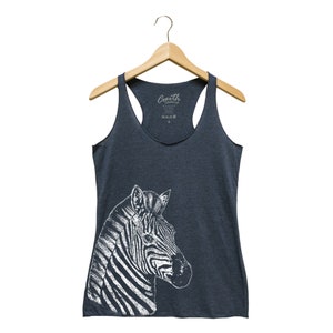 Zebra Tank Top, Women's Tank Top, Cute Animal Print, Triblend Racerback Tank Top, Hand Screen Print, Tank Top for Women, Women Fashion image 2