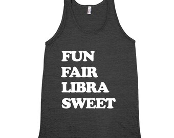 Libra Shirt - Zodiac Tank Top - Triblend Racerback Tank Top - Hand Screen Print - Zodiac Shirt - Summer Tank - Black Shirt  - Star Shirt