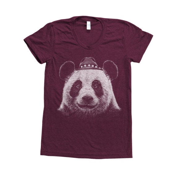 Panda T-Shirt: Women's Tri-Blend Hand Screen Print