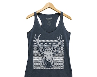 Ugly Sweater Tank - Racerback Tank - Funny Shirt - Screen Print - Christmas Shirt - Holiday Shirt - Gift for Women - Tank Top for Women