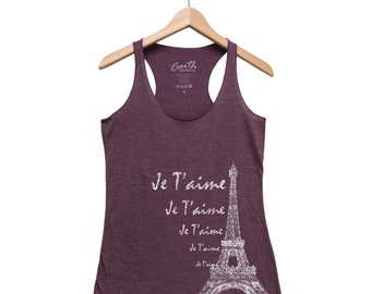 Eiffel Tower Tank Top, Women's Tank Top, Fashion Tank Top, France, Paris Shirt, Graphic Tee, Hand Screen Print, Gift for Women, Wife Gift