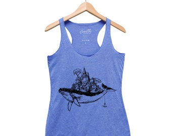 Whale Tank Top for Women Animal Shirt Gift for Her Summer Racerback Tank Top Cute Screenprint Top for Girl Birthday Graphic Tee