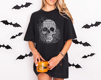 Halloween Skull Spider Shirt: Retro Comfort Colors Unisex Tee