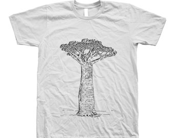 Baobab Tree Tshirt Hand Screen Print Crew Neck T shirt Available: S , M , L , XL, XXL