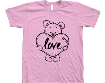 Teddy Bear Shirt, Mens Tshirt, Shirt for Women, Bear T-shirt, Valentines Day Gift, Cute Tshirt, Couple Shirt, Triblend Tshirt, Animal Shirt