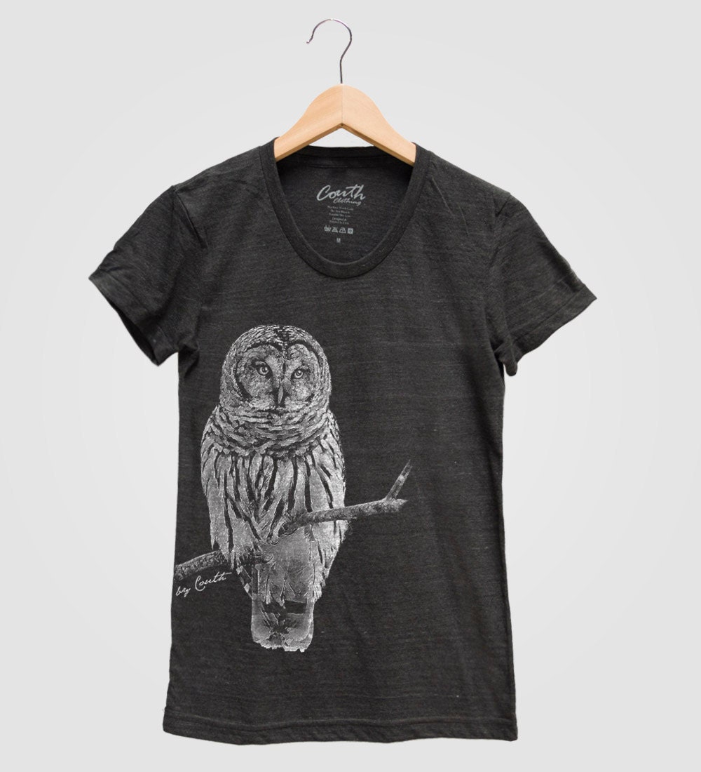 OWL Shirt Women Custom Hand Screen Printed on American Apparel Etsy