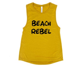 Womens Beach Clothing, Muscle Tee, Shirt for Women, Rebel Shirt, Summer Vacay Shirt, Cotton Tank Top, Gift for Women,Tank Top for Women