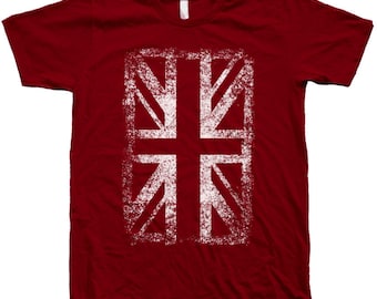 Union Jack Tshirt Unisex Hand Screen Print Crew Neck Available: S , M , L , Xl , Xxl