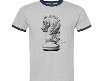 Chess Tshirt, Knight Tshirt, Unisex Cotton Ringer T-Shirt, Vintage Shirt, Chess Shirt, Knight Shirt, Birthday Gift, Funny Tshirt