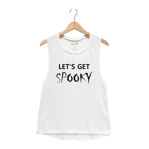 Halloween Tank Top Screenprint Muscle Tee Halloween Gift Graphic Tee for Women Gothic Horror Shirt Halloween Costume for Girl