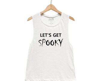 Halloween Tank Top Screenprint Muscle Tee Halloween Gift Graphic Tee for Women Gothic Horror Shirt Halloween Costume for Girl