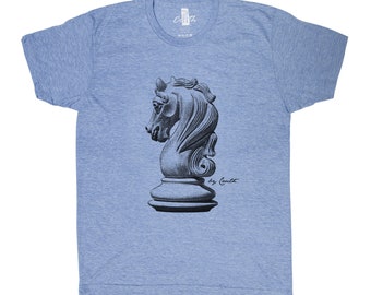 Chess Tshirt, Mens Tshirt, Unisex Tshirt, Knight T-shirt, Screen Print, Crew Neck, Triblend Tshirt, Chess Gift, Gift for Men