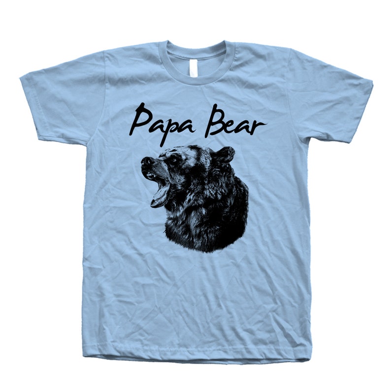 Papa Bear Tshirt for Men Gift for Dad Graphic Tee Gift for Men Shirt Animal T-shirt Gift for Granpa Baby Blue