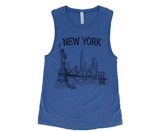 New York Tank Top Womens Muscle Tank  NYC Shirt for Her State Shirt Home Muscle Tee I Love New York Vacay Shirt Brooklyn Tee Long Island