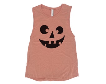 Jack O Lantern Halloween Shirt, Muscle Tank Top, Women Tank Top, Halloween Costume Shirt, Gothic, Funny Shirt, Halloween Tank