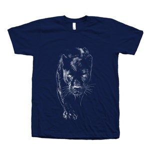Panther Shirt, Mens Tshirt, Unisex Tshirt, Crew Neck, Cotton T-shirt, Black Tee, Cat Tshirt, Animal Print Tshirt